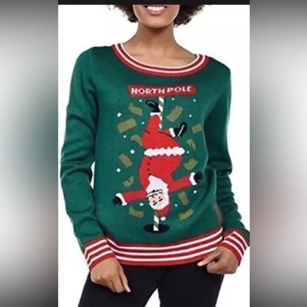 Tipsy Elves Ugly Christmas Sweaters for Women Size Small, Stripper Pole Santa